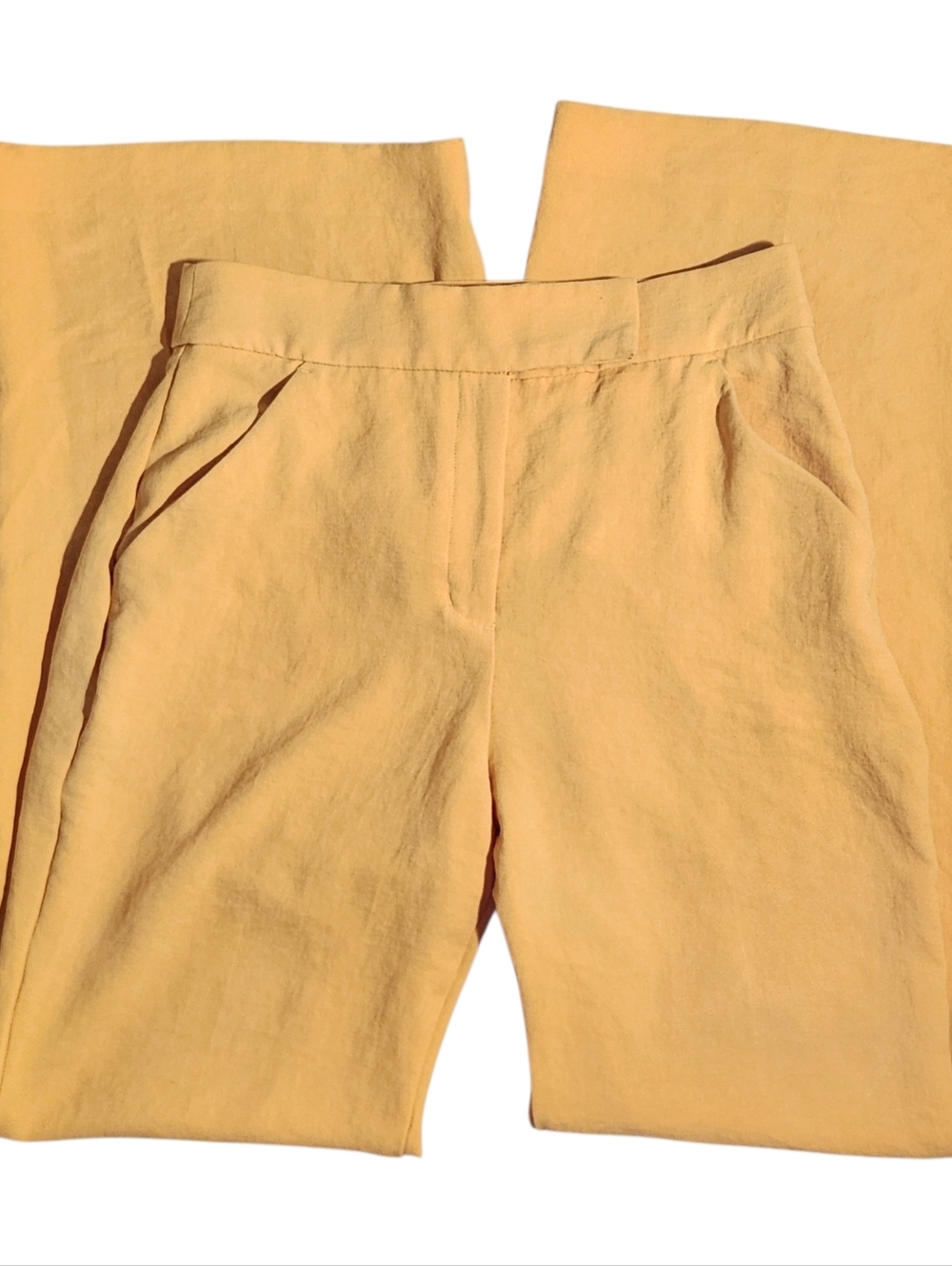 EXPRESS Editor Relaxed Trouser Mustard Yellow Size 8R Mid Rise Dress Pants - Picture 8 of 8